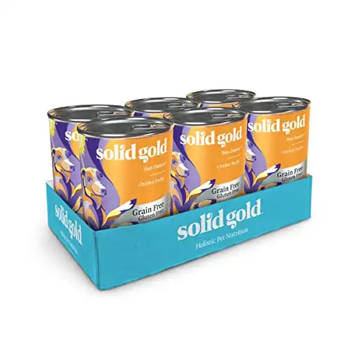 Solid Gold Canned Dog Food for Adult & Senior Dogs - Grain Free Wet Dog Food with Real Chicken - Sun Dancer High Calorie Wet Dog Food for Healthy Digestion and Immune Support