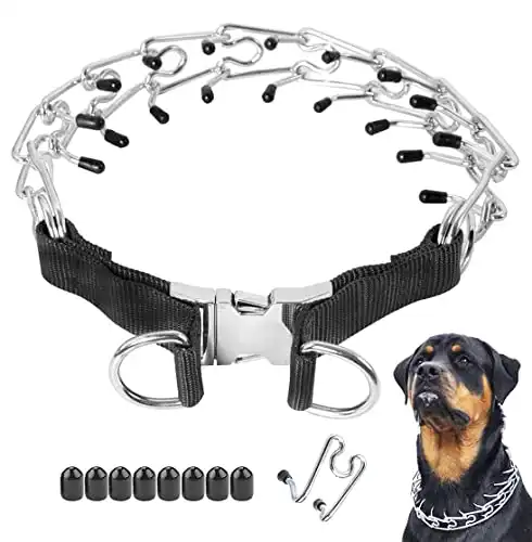 Mayerzon Dog Prong Training Collar, Stainless Steel Choke Pinch Dog Collar with Comfort Tips (Collar) (X-Large,4mm,23.6-lnch,18-22" Neck, Black)