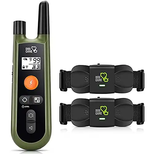 DOG CARE Dog Shock Collar with Remote – Dog Training Collar with Beep Vibration Shock Modes, Rechargeable Collars with Remote for Large Medium Dogs(15-100lb), Long Remote Range
