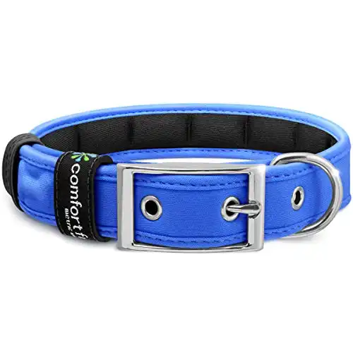Metric USA - Comfort fit Dog Collar with Buckle Soft Padded Adjustable Collars for Dogs Small Medium Large, Blue, Large (14.5"-22.5")