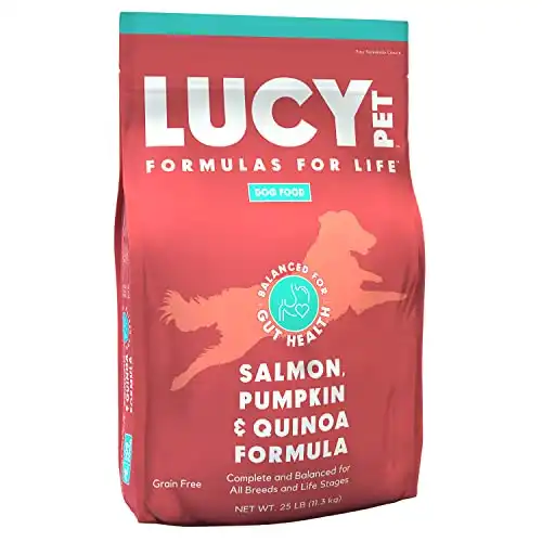 Lucy Pet Formulas for Life Salmon, Pumpkin, & Quinoa Dry Dog Food, All Breeds & Life Stages, Digestive Health, Sensitive Stomach & Skin - 25 lb