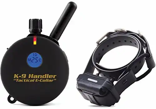 Educator K9 Tactical Dog Handler with Remote, 100 Levels Humane Stimulation, Pavlovian Tone, Waterproof, Odorproof Biothane Bungee Collar, Night Light, Rechargeable, 1 Mile 1 Dog, 33" Collar, Bla...