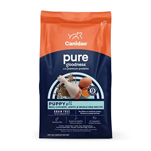 Canidae PURE Limited Ingredient Premium Puppy Dry Dog Food, Chicken, Lentil and Whole Egg Recipe, 4 Pounds, Grain Free