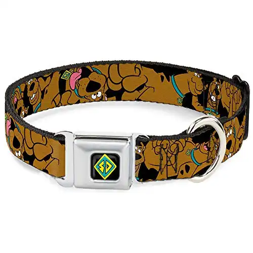 Buckle-Down Seatbelt Buckle Dog Collar - Scooby Doo Stacked CLOSE-UP Black - 1.5" Wide - Fits 16-23" Neck - Medium