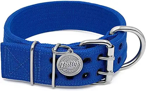 Pit Bull Collar, Dog Collar for Large Dogs, Heavy Duty Nylon, Stainless Steel Hardware (XL, Sapphire Blue)