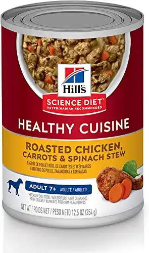 Hill's Science Diet Wet Dog Food, Adult 7+ for Senior Dogs, Healthy Cuisine, Roasted Chicken, Carrots, & Spinach Recipe, 12.5 oz. Cans, 12-Pack