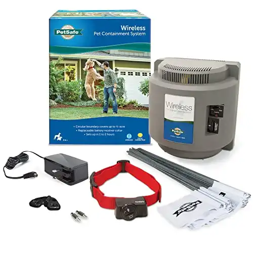 PetSafe Wireless Pet Fence – The Original Wireless Containment System – Covers up to 1/2 Acre for dogs 8lbs+