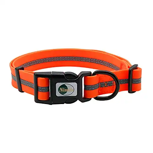 NIMBLE Dog Collar Waterproof Pet Collars Anti-Odor Durable Adjustable PVC & Polyester Soft with Reflective Cloth Stripe Basic Dog Collars S/M/L Sizes (Medium (11.81”-18.5”inches), Orange)